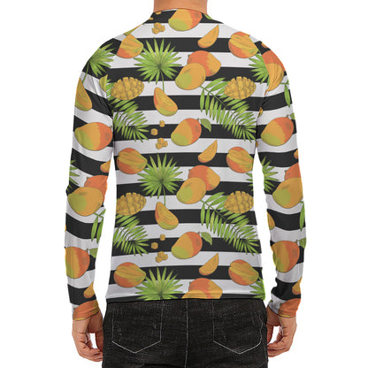 Mango Fruit Striped Pattern Print Men's Long Sleeve Rash Guard