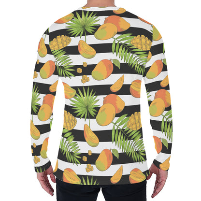 Mango Fruit Striped Pattern Print Men's Long Sleeve T-Shirt