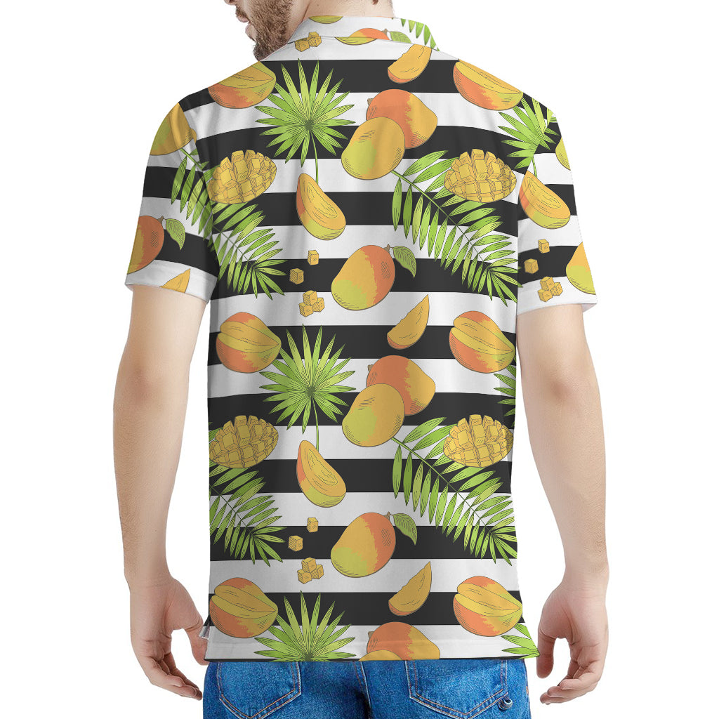 Mango Fruit Striped Pattern Print Men's Polo Shirt
