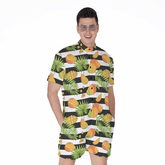 Mango Fruit Striped Pattern Print Men's Rompers