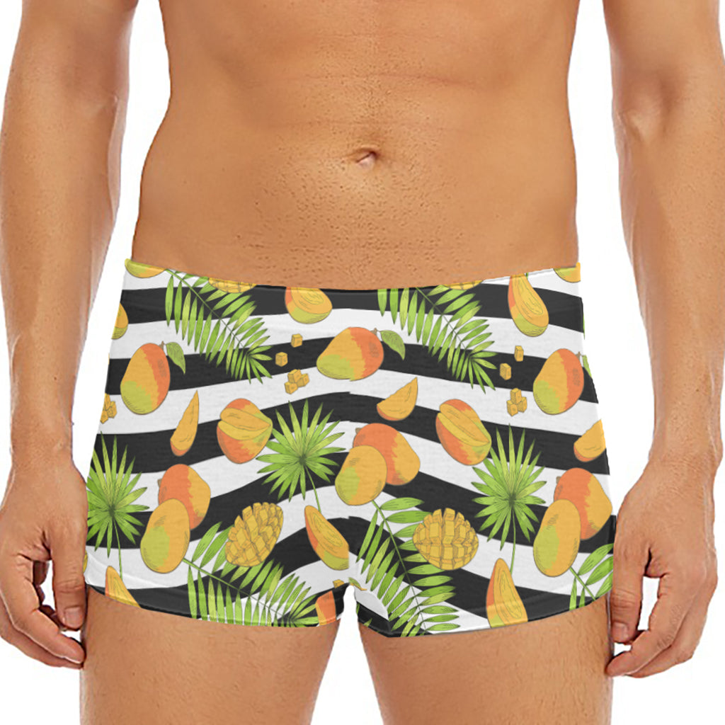 Mango Fruit Striped Pattern Print Men's Short Boxer Briefs