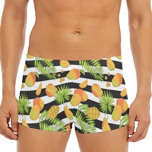 Mango Fruit Striped Pattern Print Men's Short Boxer Briefs