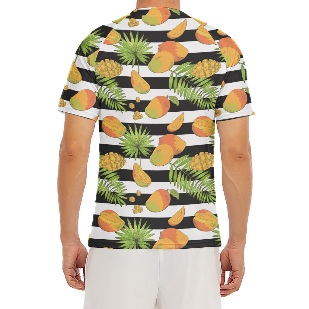 Mango Fruit Striped Pattern Print Men's Short Sleeve Rash Guard