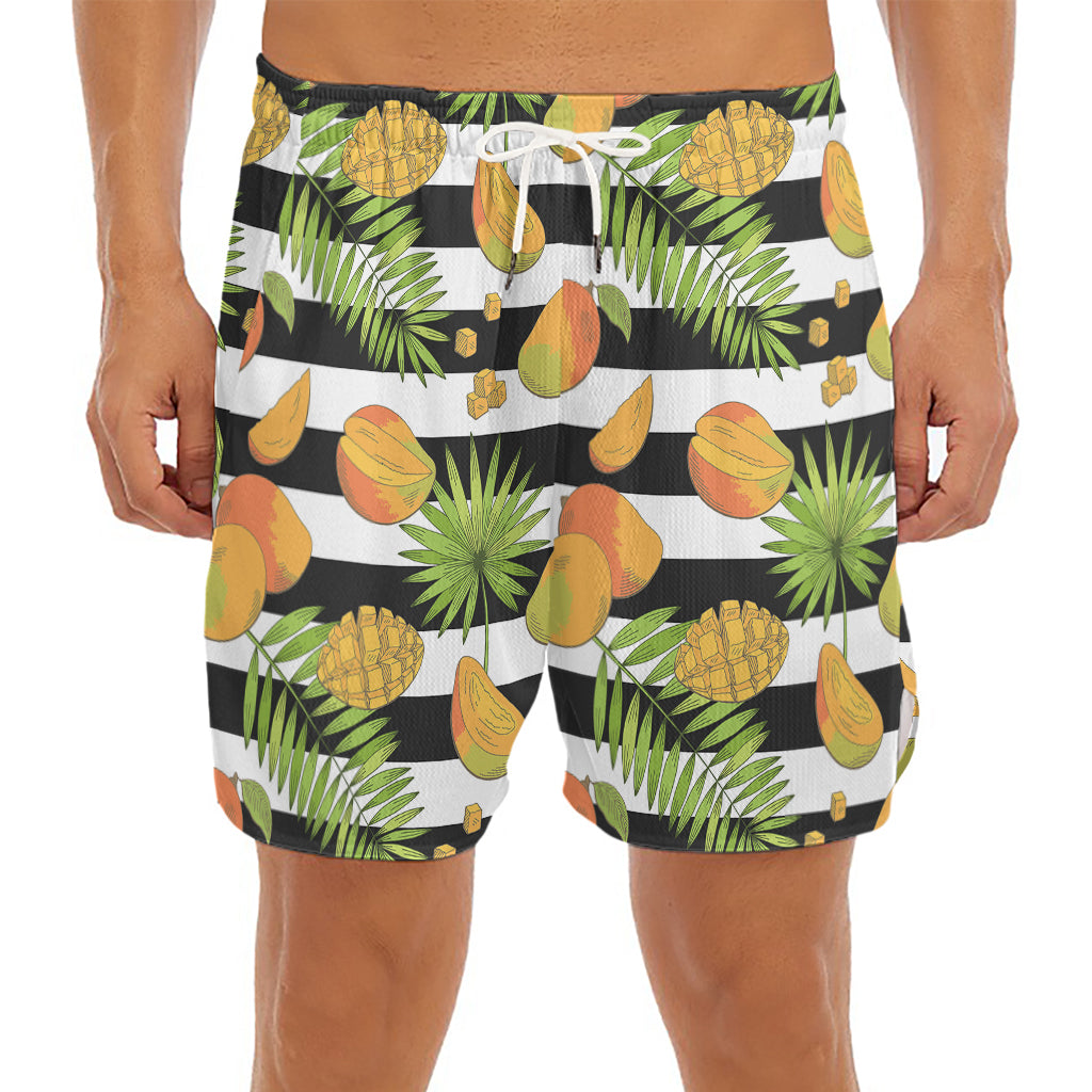 Mango Fruit Striped Pattern Print Men's Split Running Shorts