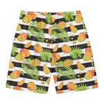Mango Fruit Striped Pattern Print Men's Swim Trunks