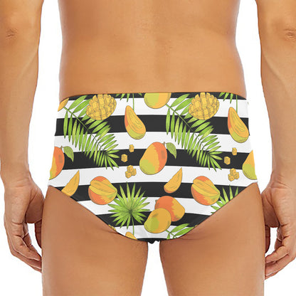 Mango Fruit Striped Pattern Print Men's Triangle Swim Briefs