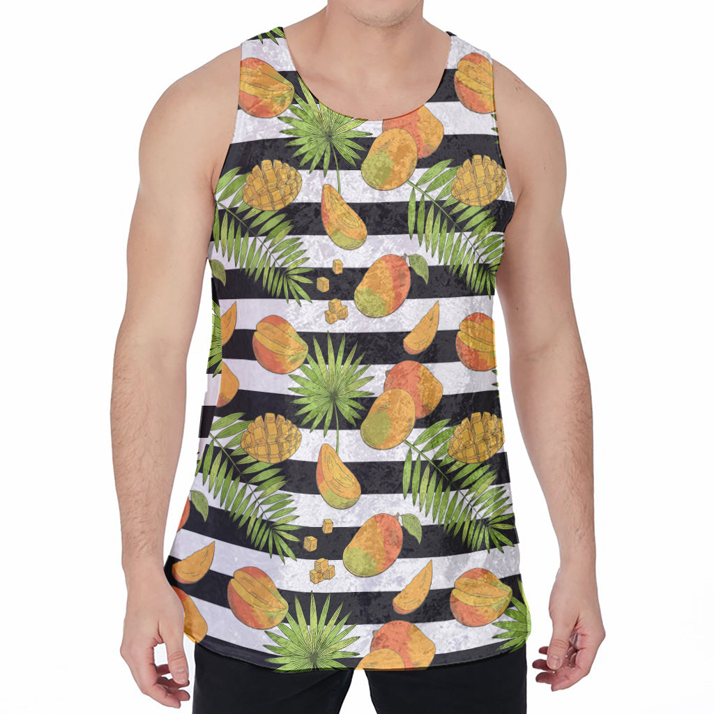 Mango Fruit Striped Pattern Print Men's Velvet Tank Top