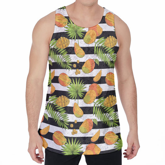 Mango Fruit Striped Pattern Print Men's Velvet Tank Top