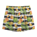 Mango Fruit Striped Pattern Print Mesh Shorts