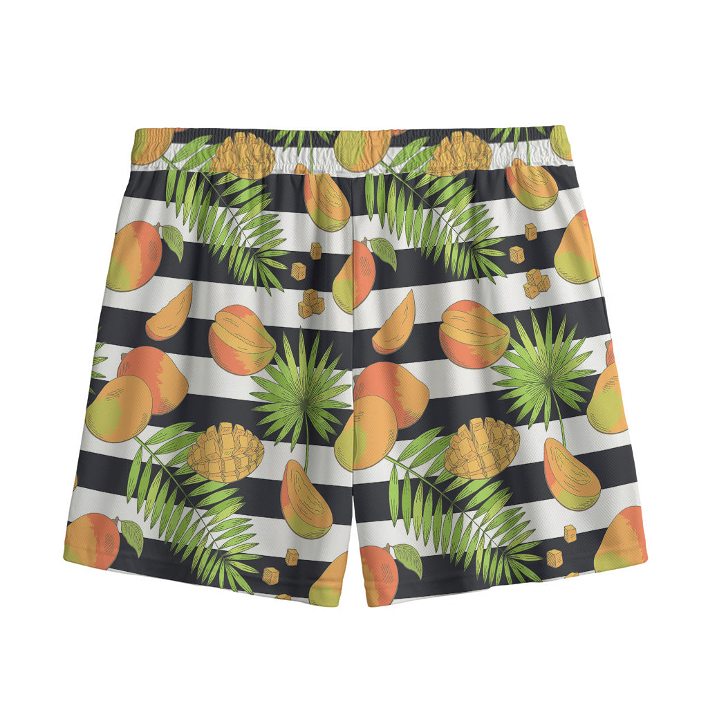 Mango Fruit Striped Pattern Print Mesh Shorts