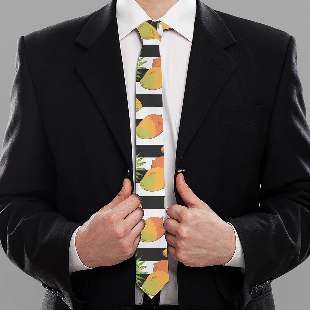 Mango Fruit Striped Pattern Print Necktie