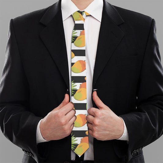 Mango Fruit Striped Pattern Print Necktie