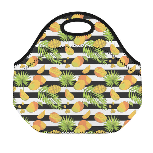 Mango Fruit Striped Pattern Print Neoprene Lunch Bag