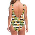 Mango Fruit Striped Pattern Print One Piece Swimsuit