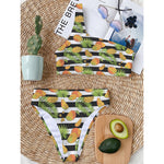 Mango Fruit Striped Pattern Print One Shoulder Bikini Top