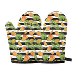 Mango Fruit Striped Pattern Print Oven Mitts