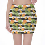Mango Fruit Striped Pattern Print Pencil Mini Skirt