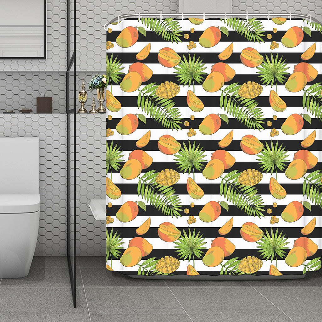 Mango Fruit Striped Pattern Print Polyester Shower Curtain