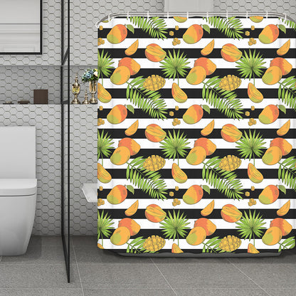 Mango Fruit Striped Pattern Print Polyester Shower Curtain