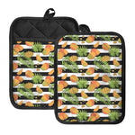 Mango Fruit Striped Pattern Print Pot Holders With Pocket
