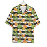 Mango Fruit Striped Pattern Print Rayon Hawaiian Shirt