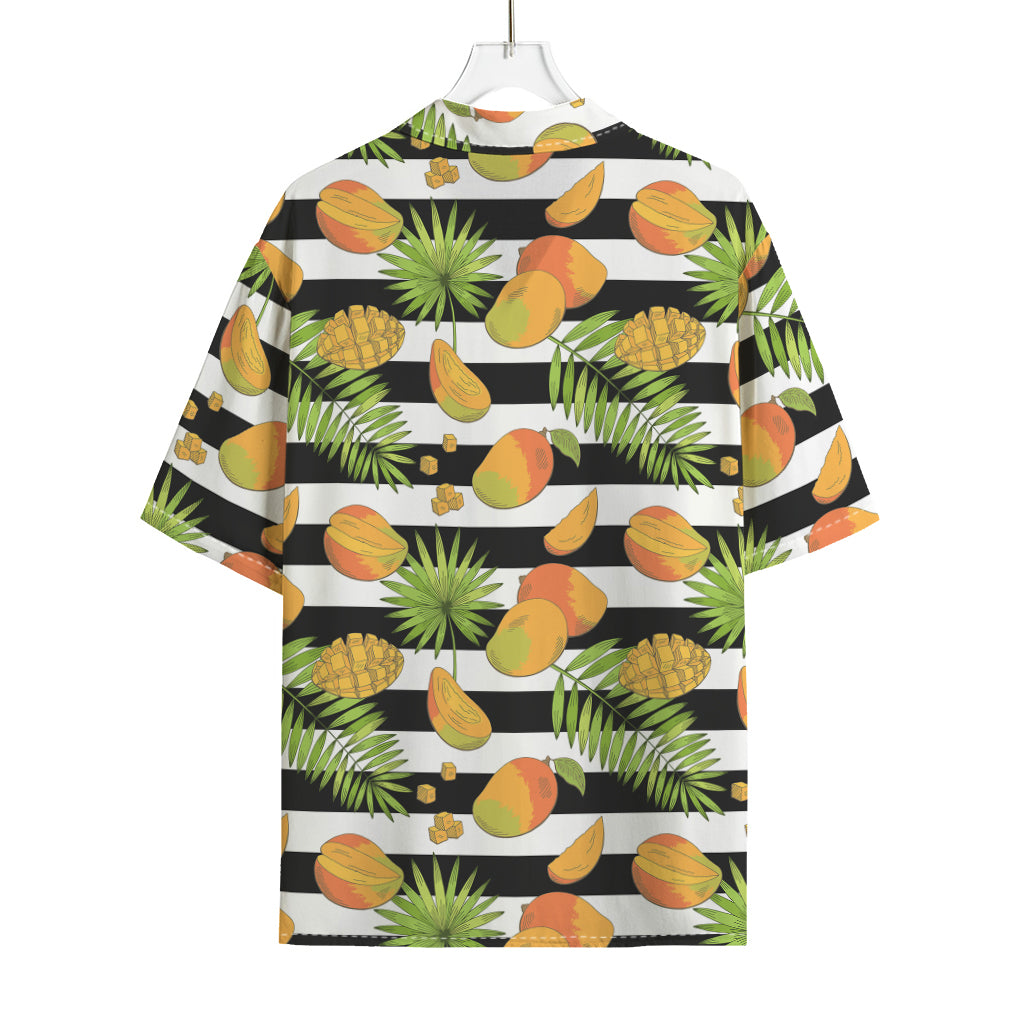 Mango Fruit Striped Pattern Print Rayon Hawaiian Shirt