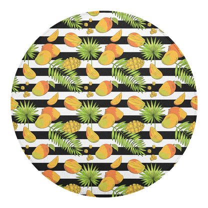 Mango Fruit Striped Pattern Print Round Blanket