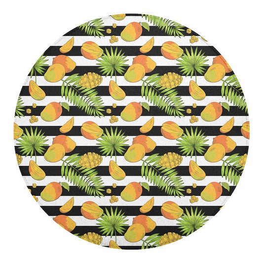 Mango Fruit Striped Pattern Print Round Blanket