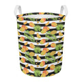 Mango Fruit Striped Pattern Print Round Laundry Basket
