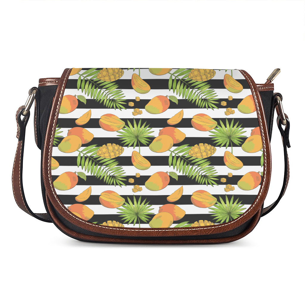 Mango Fruit Striped Pattern Print Saddle Bag