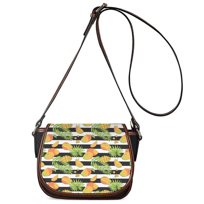 Mango Fruit Striped Pattern Print Saddle Bag