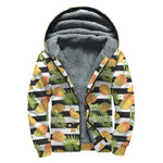 Mango Fruit Striped Pattern Print Sherpa Lined Zip Up Hoodie