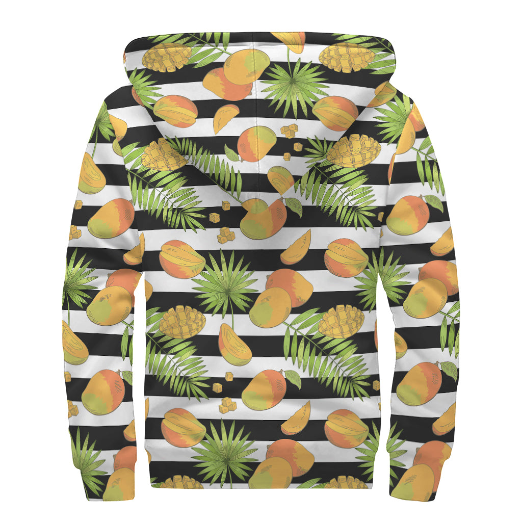 Mango Fruit Striped Pattern Print Sherpa Lined Zip Up Hoodie