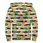 Mango Fruit Striped Pattern Print Sherpa Lined Zip Up Hoodie