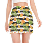 Mango Fruit Striped Pattern Print Side Slit Mini Skirt