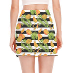 Mango Fruit Striped Pattern Print Side Slit Mini Skirt