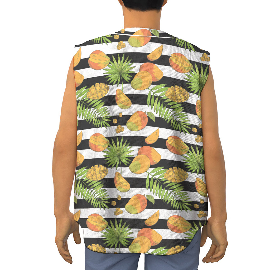 Mango Fruit Striped Pattern Print Sleeveless Baseball Jersey