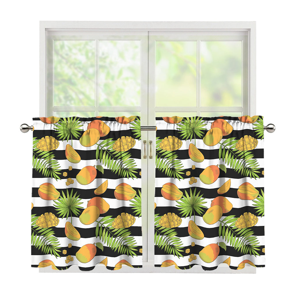 Mango Fruit Striped Pattern Print Tier Curtains