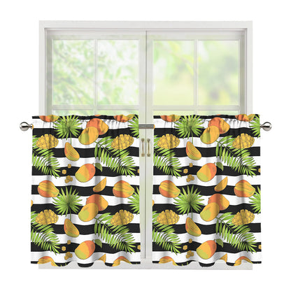 Mango Fruit Striped Pattern Print Tier Curtains