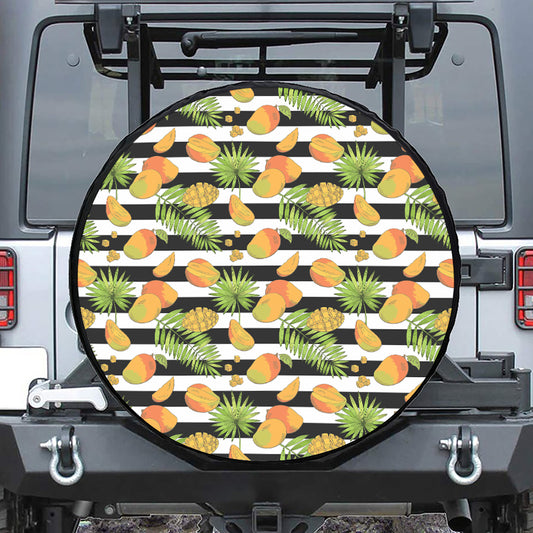 Mango Fruit Striped Pattern Print Tire Cover