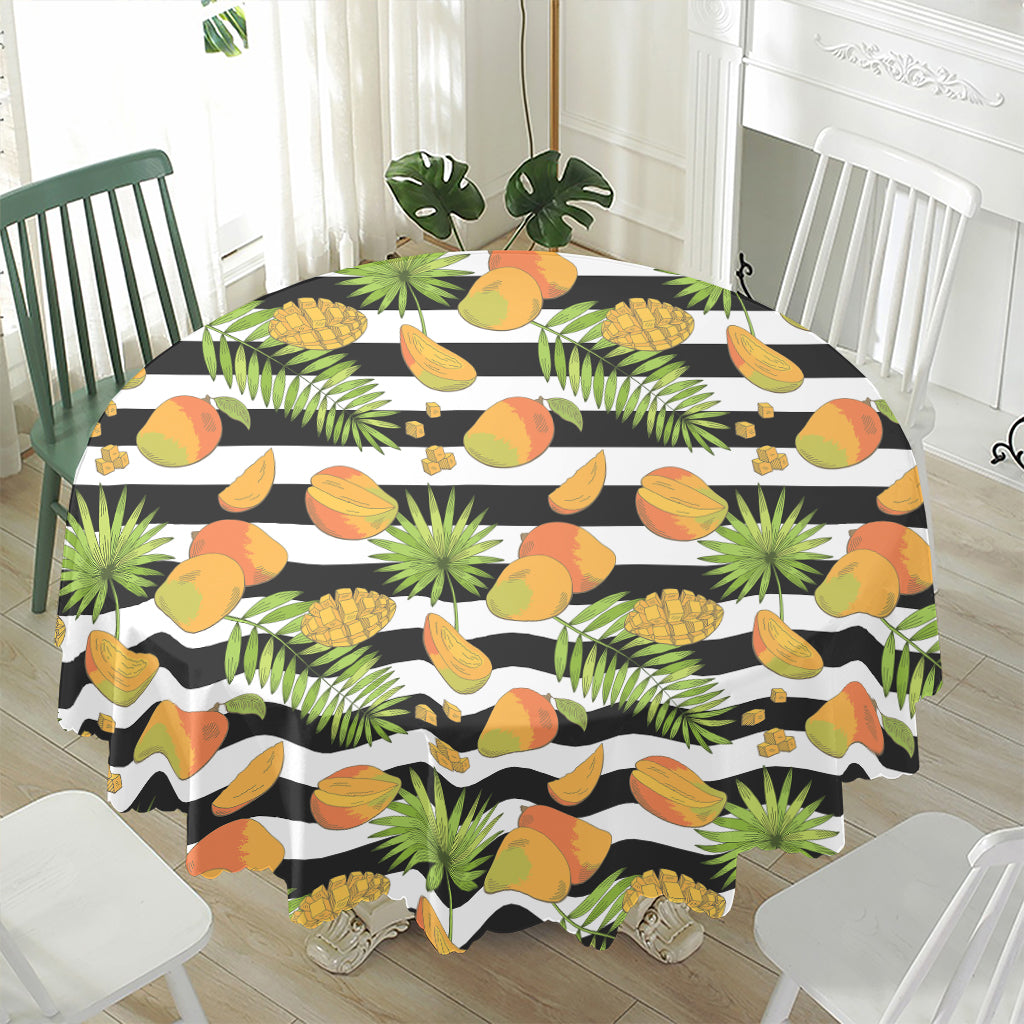 Mango Fruit Striped Pattern Print Waterproof Round Tablecloth