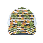 Mango Fruit Striped Pattern Print White Mesh Trucker Cap