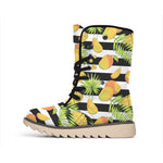 Mango Fruit Striped Pattern Print Winter Boots