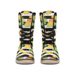 Mango Fruit Striped Pattern Print Winter Boots