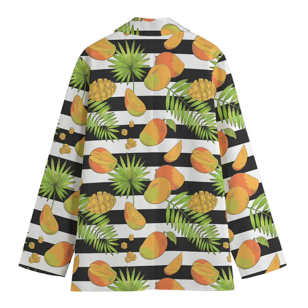 Mango Fruit Striped Pattern Print Women's Blazer