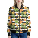 Mango Fruit Striped Pattern Print Women's Bomber Jacket