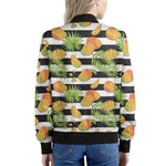 Mango Fruit Striped Pattern Print Women's Bomber Jacket