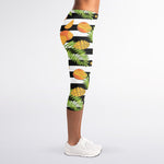 Mango Fruit Striped Pattern Print Women's Capri Leggings