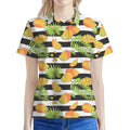 Mango Fruit Striped Pattern Print Women's Polo Shirt