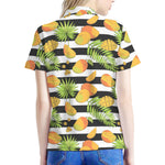 Mango Fruit Striped Pattern Print Women's Polo Shirt